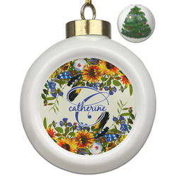 Sunflowers Ceramic Ball Ornament - Christmas Tree (Personalized)