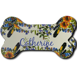 Sunflowers Ceramic Dog Ornament - Front & Back w/ Name and Initial