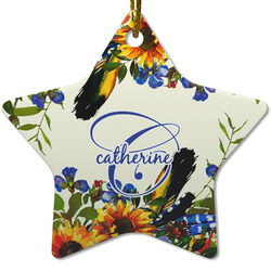 Sunflowers Star Ceramic Ornament w/ Name and Initial