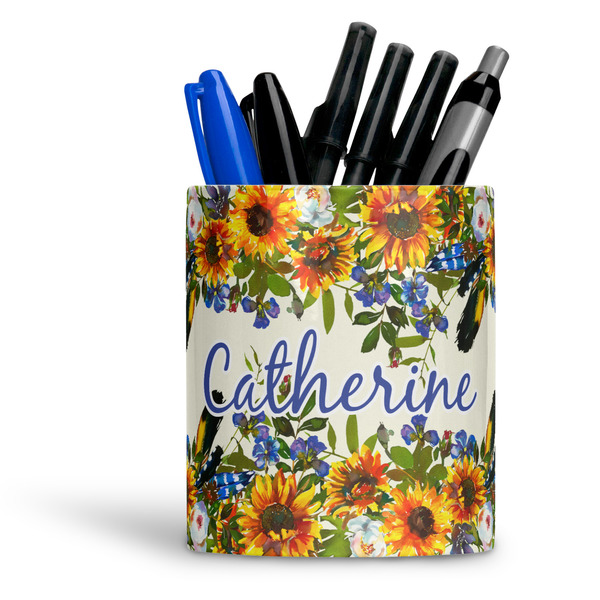 Custom Sunflowers Ceramic Pen Holder