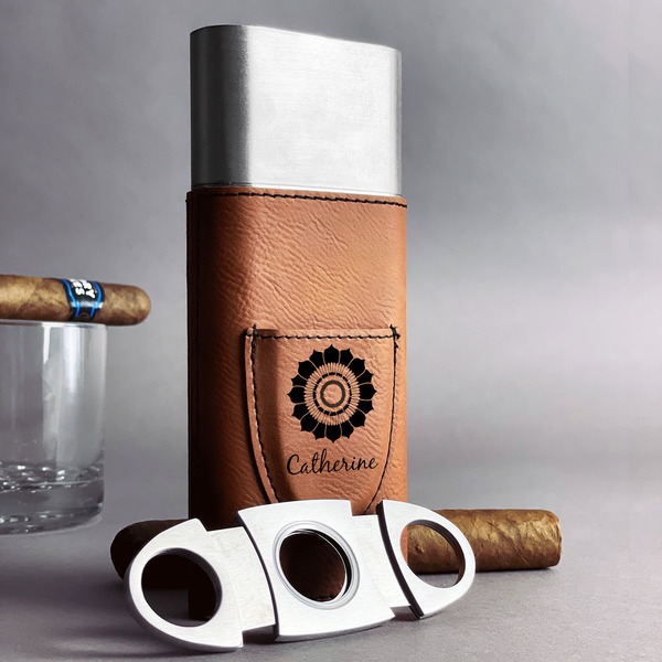 Sunflowers Cigar Case with Cutter - IN CONTEXT