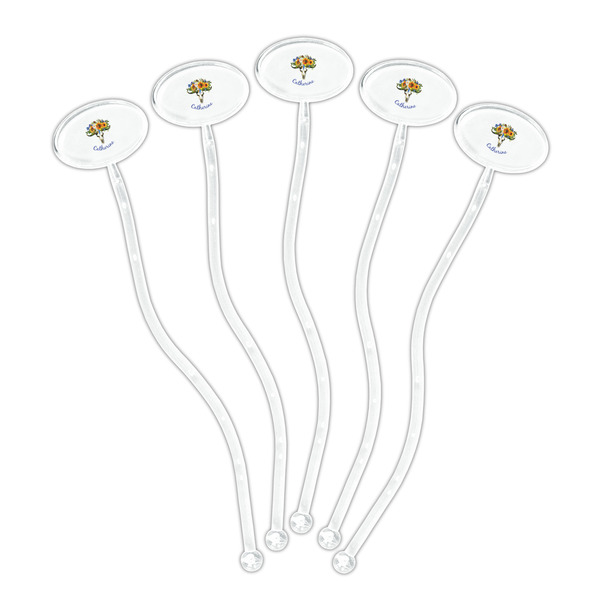 Sunflowers Clear Plastic 7" Stir Stick - Oval - Fan