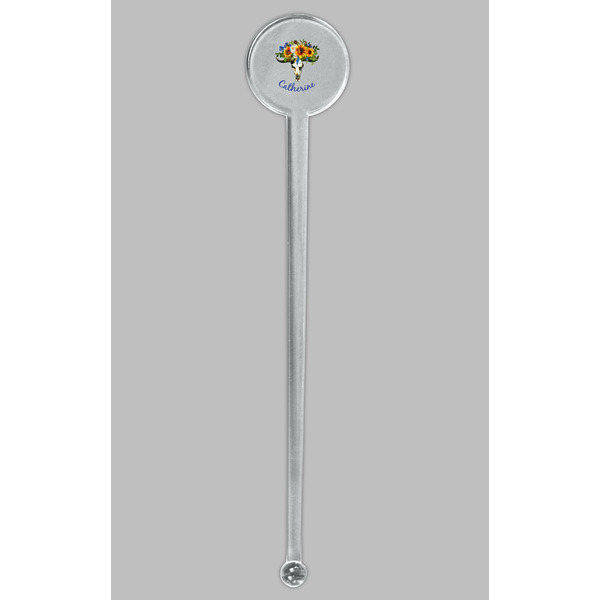 Sunflowers Clear Plastic 7" Stir Stick - Round - Single Stick