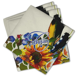 Sunflowers Cloth Cocktail Napkins - Set of 4 w/ Name and Initial