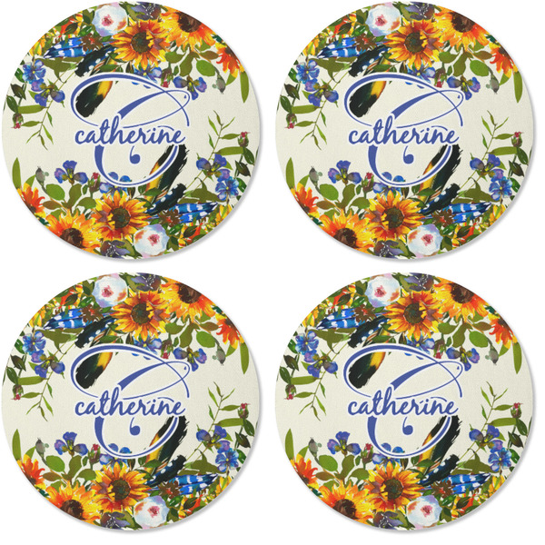 Sunflowers Coaster Round Rubber Back - Apvl