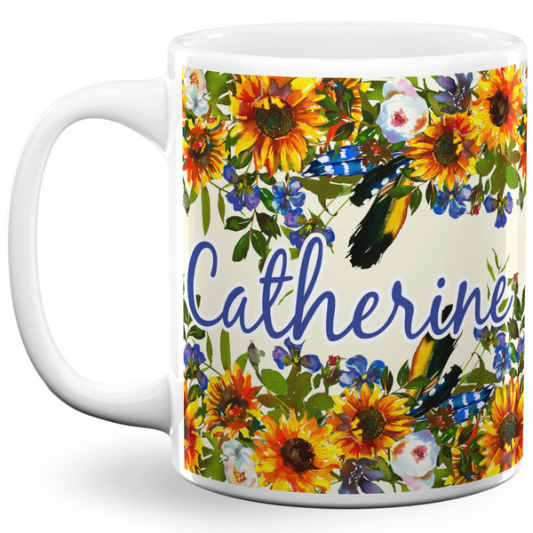 Custom Sunflowers 11 Oz Coffee Mug - White (Personalized)