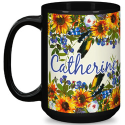 Sunflowers 15 Oz Coffee Mug - Black (Personalized)