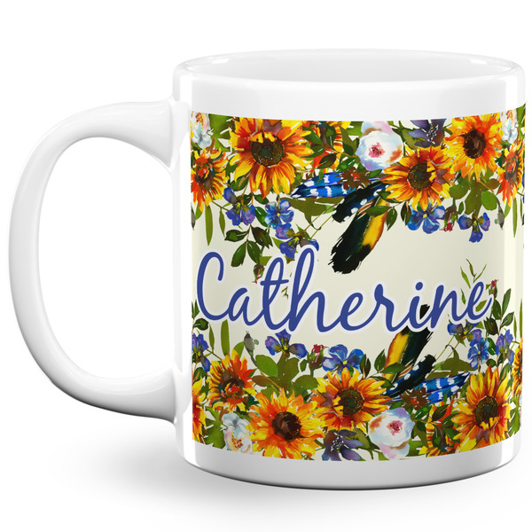 Custom Sunflowers 20 Oz Coffee Mug - White (Personalized)