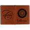 Sunflowers Cognac Leather Passport Holder Outside Double Sided - Apvl