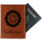Sunflowers Cognac Leather Passport Holder With Passport - Main