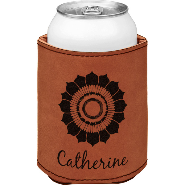 Custom Sunflowers Leatherette Can Sleeve - Single Sided (Personalized)