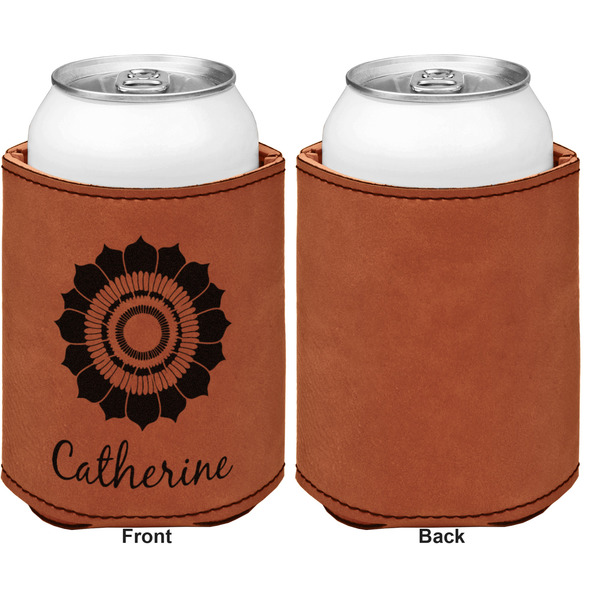 Sunflowers Cognac Leatherette Can Sleeve - Single Sided Front and Back