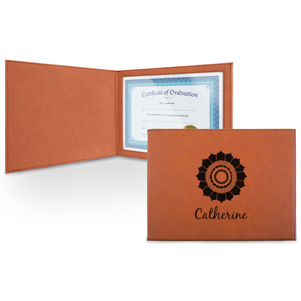 Custom Sunflowers Leatherette Certificate Holder - Front (Personalized)