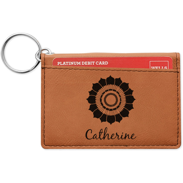 Custom Sunflowers Leatherette Keychain ID Holder - Double Sided (Personalized)
