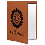 Sunflowers Leatherette Portfolio with Notepad - Large - Double Sided (Personalized)