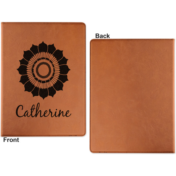 Sunflowers Cognac Leatherette Portfolios with Notepad - Large - Single Sided - Apvl