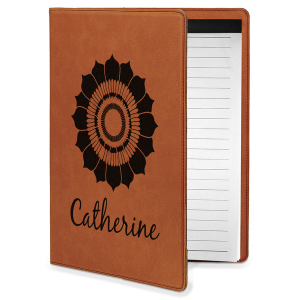 Custom Sunflowers Leatherette Portfolio with Notepad - Small - Single Sided (Personalized)