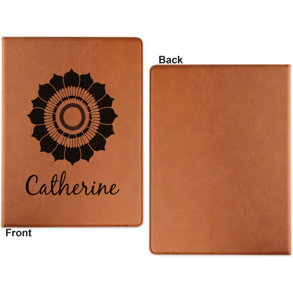 Sunflowers Cognac Leatherette Portfolios with Notepad - Small - Single Sided- Apvl