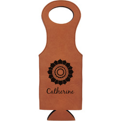Sunflowers Leatherette Wine Tote - Double Sided (Personalized)