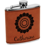 Sunflowers Leatherette Wrapped Stainless Steel Flask (Personalized)