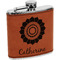 Sunflowers Cognac Leatherette Wrapped Stainless Steel Flask