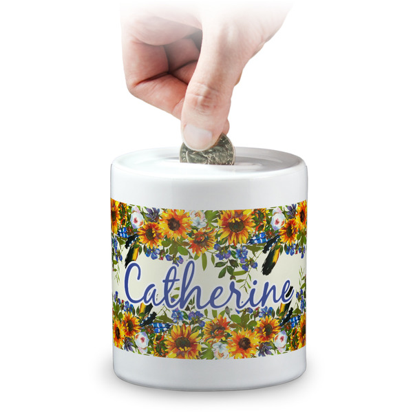 Custom Sunflowers Coin Bank (Personalized)