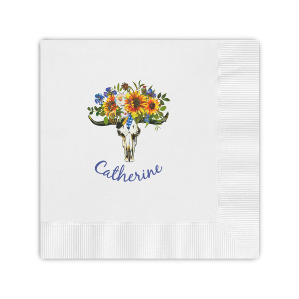 Custom Sunflowers Coined Cocktail Napkins (Personalized)
