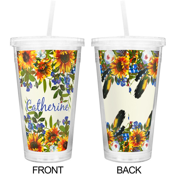 Sunflowers Double Wall Tumbler with Straw - Approval