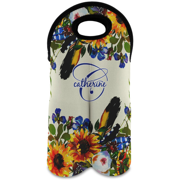 Custom Sunflowers Wine Tote Bag (2 Bottles) (Personalized)