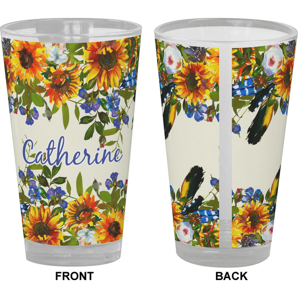Sunflowers Pint Glass - Full Color - Front & Back Views
