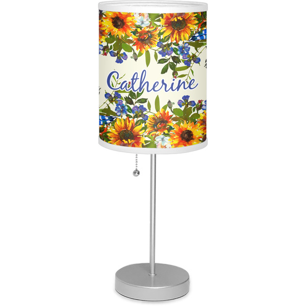 Custom Sunflowers Lamp with Drum Shade (Personalized)