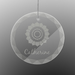 Sunflowers Engraved Glass Ornament - Round (Personalized)