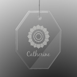 Sunflowers Engraved Glass Ornament - Octagon (Personalized)