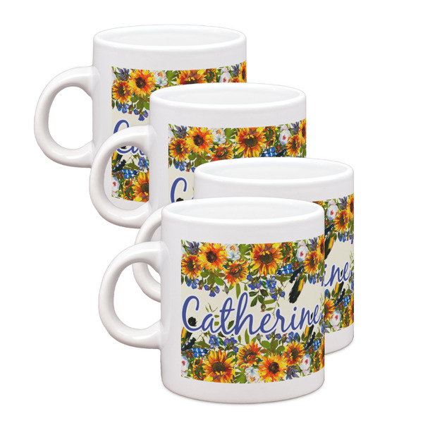 Custom Sunflowers Single Shot Espresso Cups - Set of 4 (Personalized)