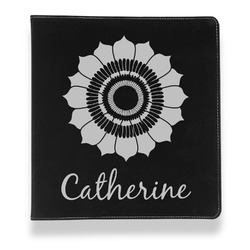 Sunflowers Leather Binder - 1" - Black (Personalized)