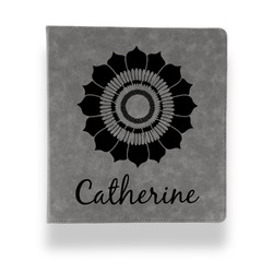 Sunflowers Leather Binder - 1" - Grey (Personalized)