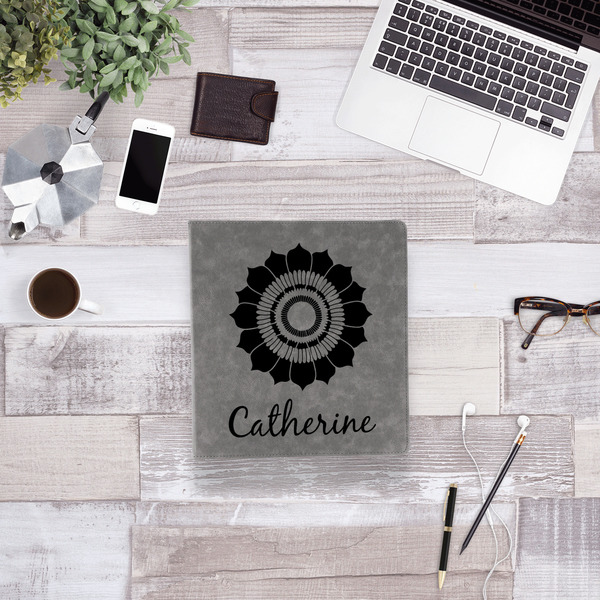 Sunflowers Leather Binder - 1" - Grey - Lifestyle View