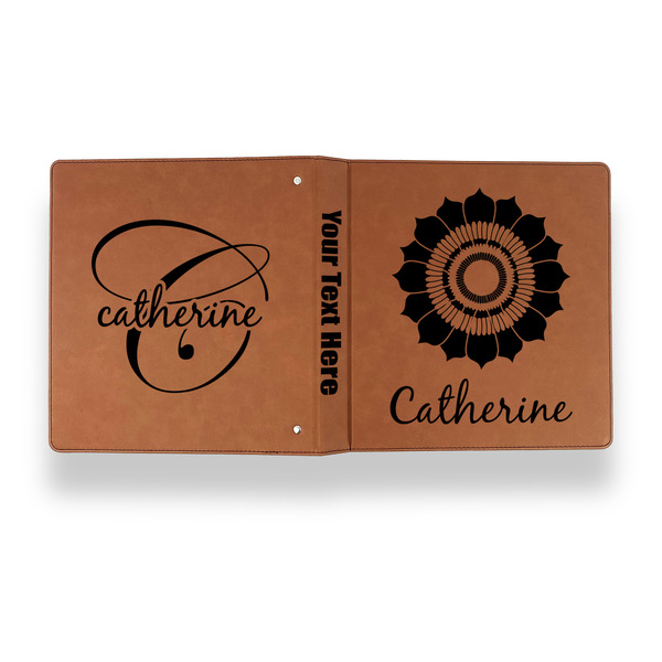 Sunflowers Leather Binder - 1" - Rawhide - Back Spine Front View