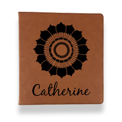 Sunflowers Leather Binder - 1" - Rawhide (Personalized)