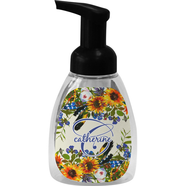 Custom Sunflowers Foam Soap Bottle - Black (Personalized)