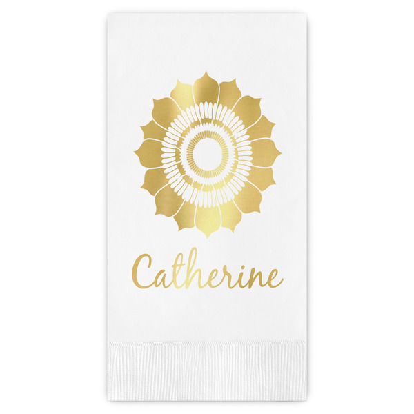 Custom Sunflowers Guest Napkins - Foil Stamped (Personalized)