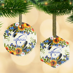 Sunflowers Flat Glass Ornament w/ Name and Initial