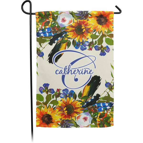 Custom Sunflowers Small Garden Flag - Double Sided w/ Name and Initial