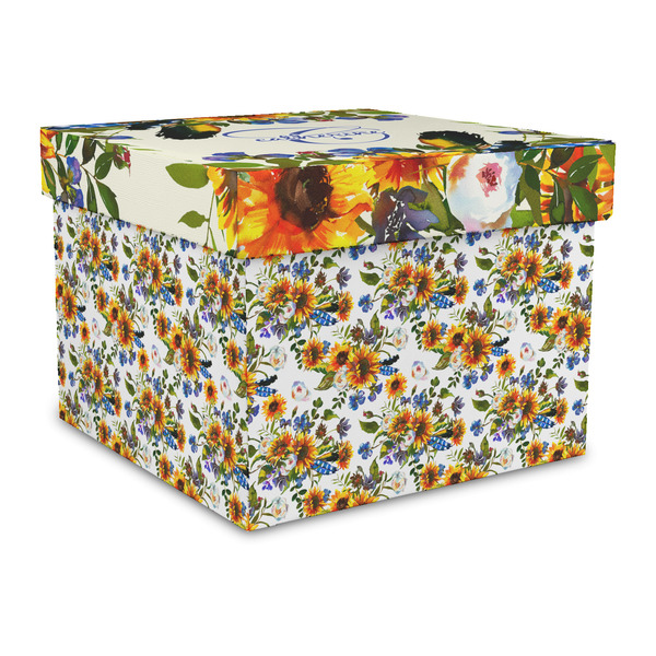 Custom Sunflowers Gift Box with Lid - Canvas Wrapped - Large (Personalized)