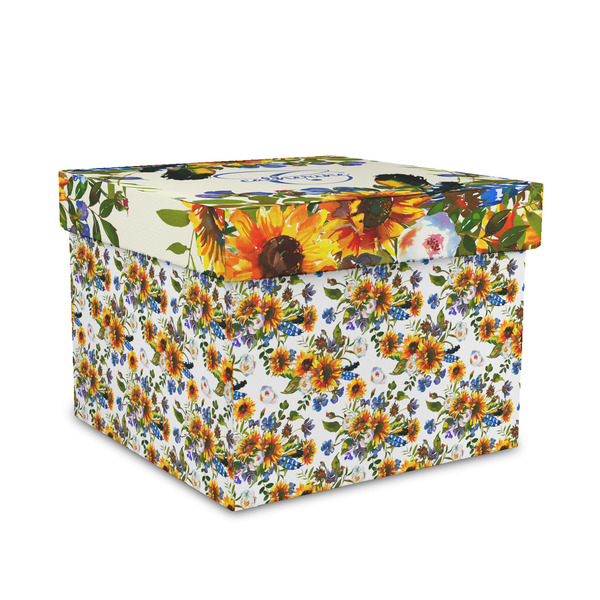 Custom Sunflowers Gift Box with Lid - Canvas Wrapped - Medium (Personalized)