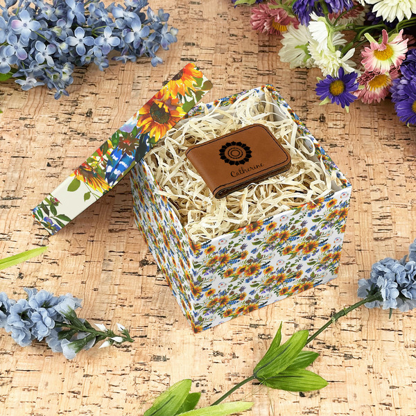 Sunflowers Gift Boxes with Lid - Canvas Wrapped - Small - In Context