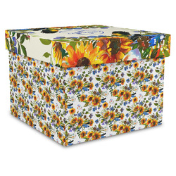 Sunflowers Gift Box with Lid - Canvas Wrapped - X-Large (Personalized)
