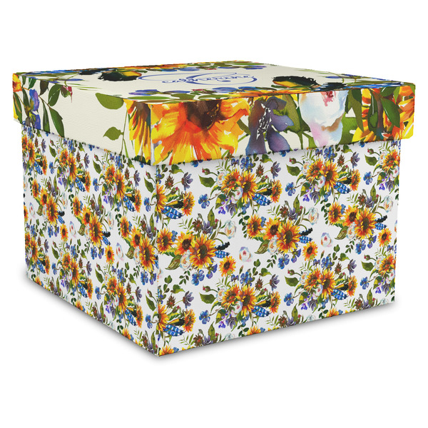 Custom Sunflowers Gift Box with Lid - Canvas Wrapped - XX-Large (Personalized)