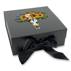 Sunflowers Gift Box with Magnetic Lid - Black (Personalized)