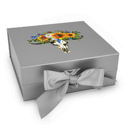 Sunflowers Gift Box with Magnetic Lid - Silver (Personalized)
